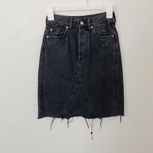 High waisted denim skirt